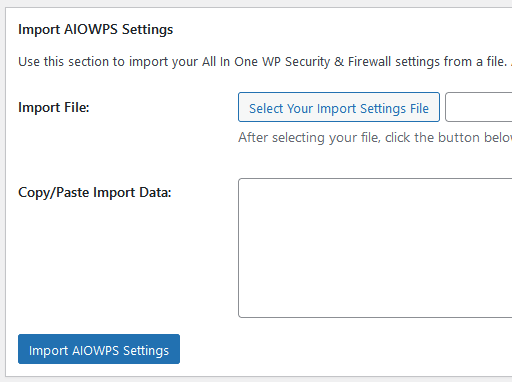 Import AIOWPS Settings