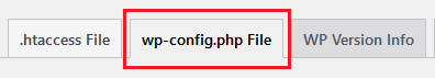 wp-config.php file tab